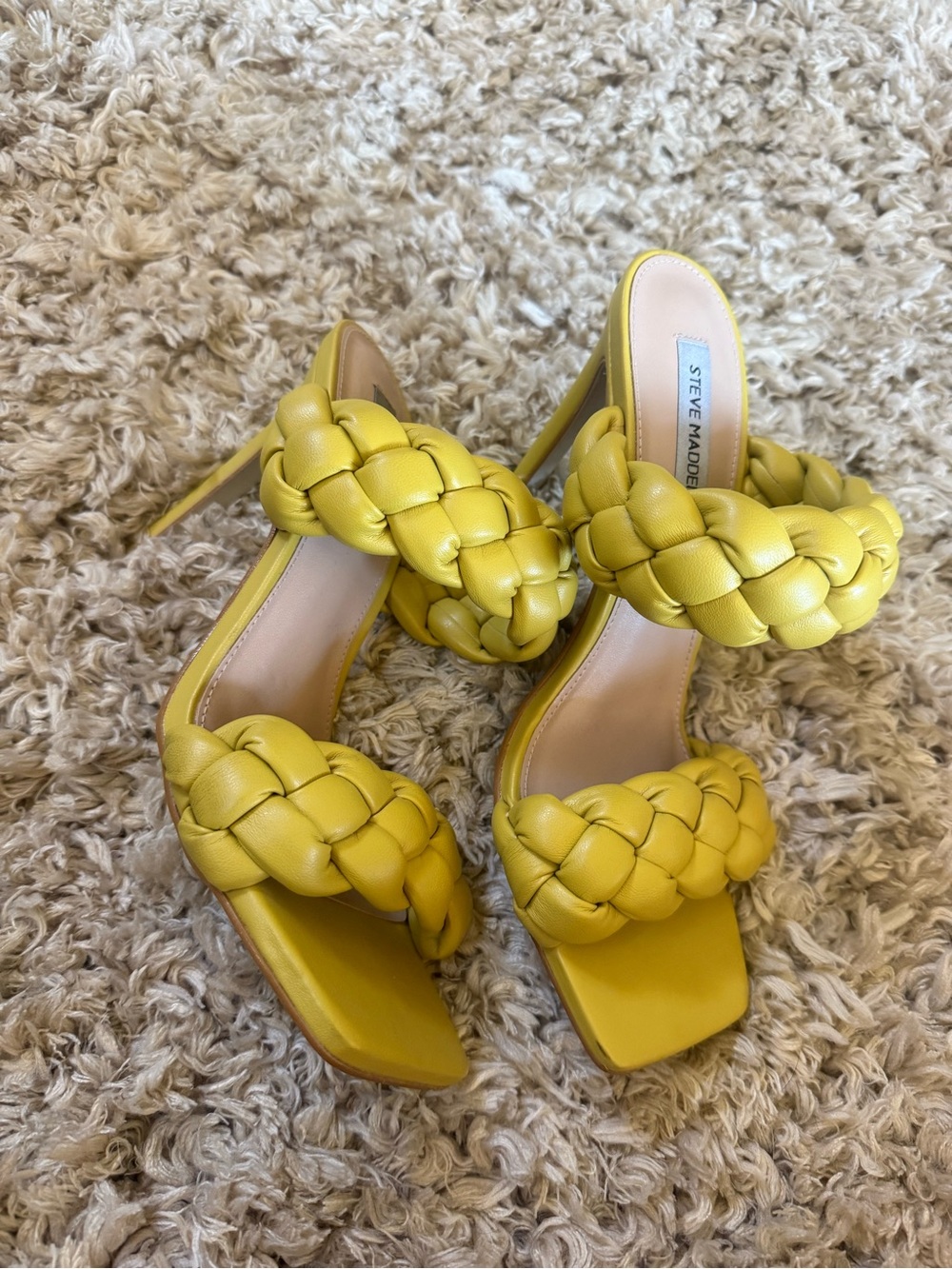 Steve Madden Braided Double-Strap Slide Sandals in Mustard - Picture 3 of 3